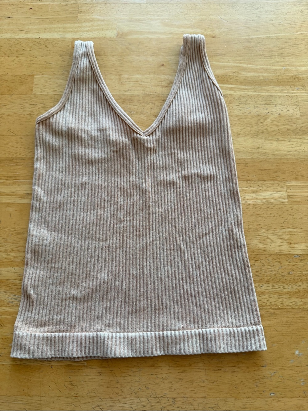 Aura Sleeveless Ribbed V-Neck Knit Tank Top - Neutral Beige